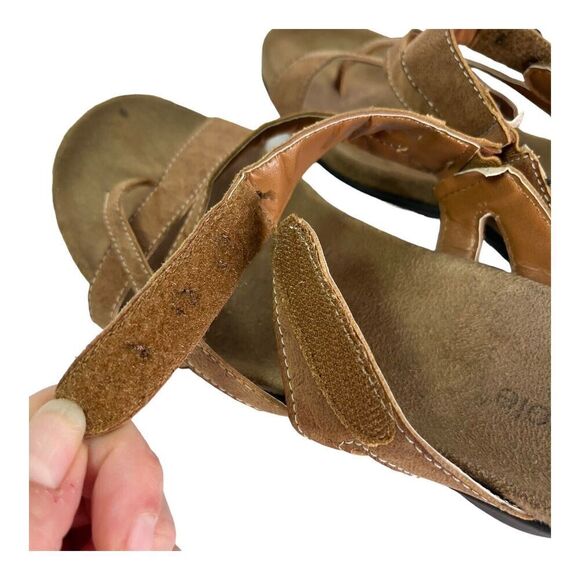 Nicole Albany Woman’s Size 8.5 Strappy Thong Slip On Wedge Sandals Brown Shell - Picture 10 of 13